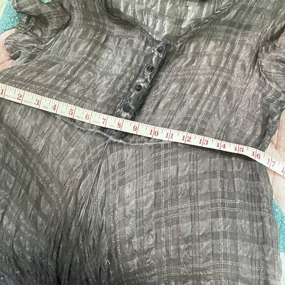 Grizas Silk Textured Bubble Midi Dress Womens S Gray Lagenlook Boho Artsy - Picture 9 of 13